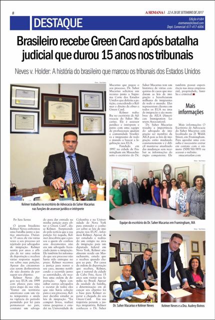 A Semana, edición n.º 684, p. 8 (22 al 28 de septiembre de 2017)