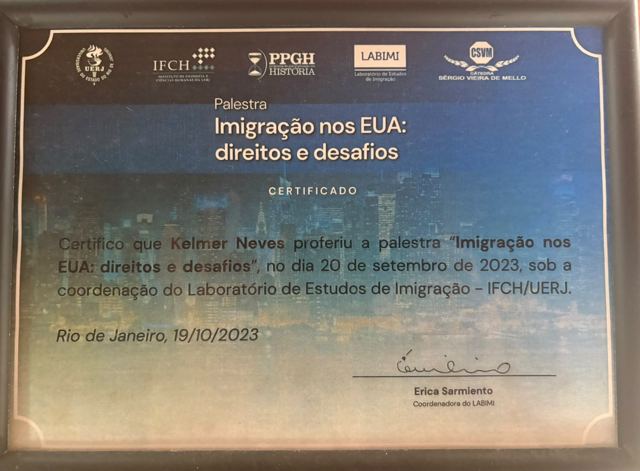 Charla "Imigração nos EUA: direitos e desafios", Laboratorio de Estudios de Inmigración (LABIMI), IFCH/UERJ (20 de septiembre de 2023)
